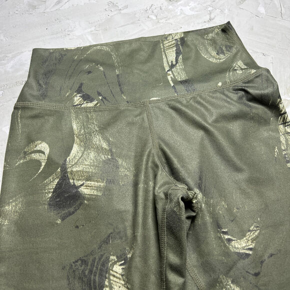 Alo Printed High Waisted Leggings SIZE M Metallic Green Swirls Yoga Pants - Picture 8 of 9